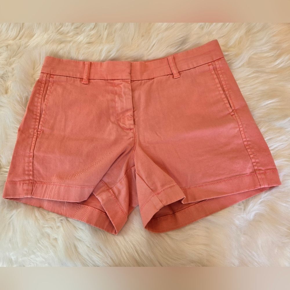 J. Crew Coral Pink Cotton Shorts with Striped Trim Size 2